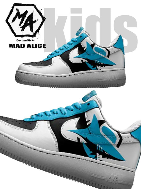 Sutherland Sharks Custom AF1 Kids Shoes