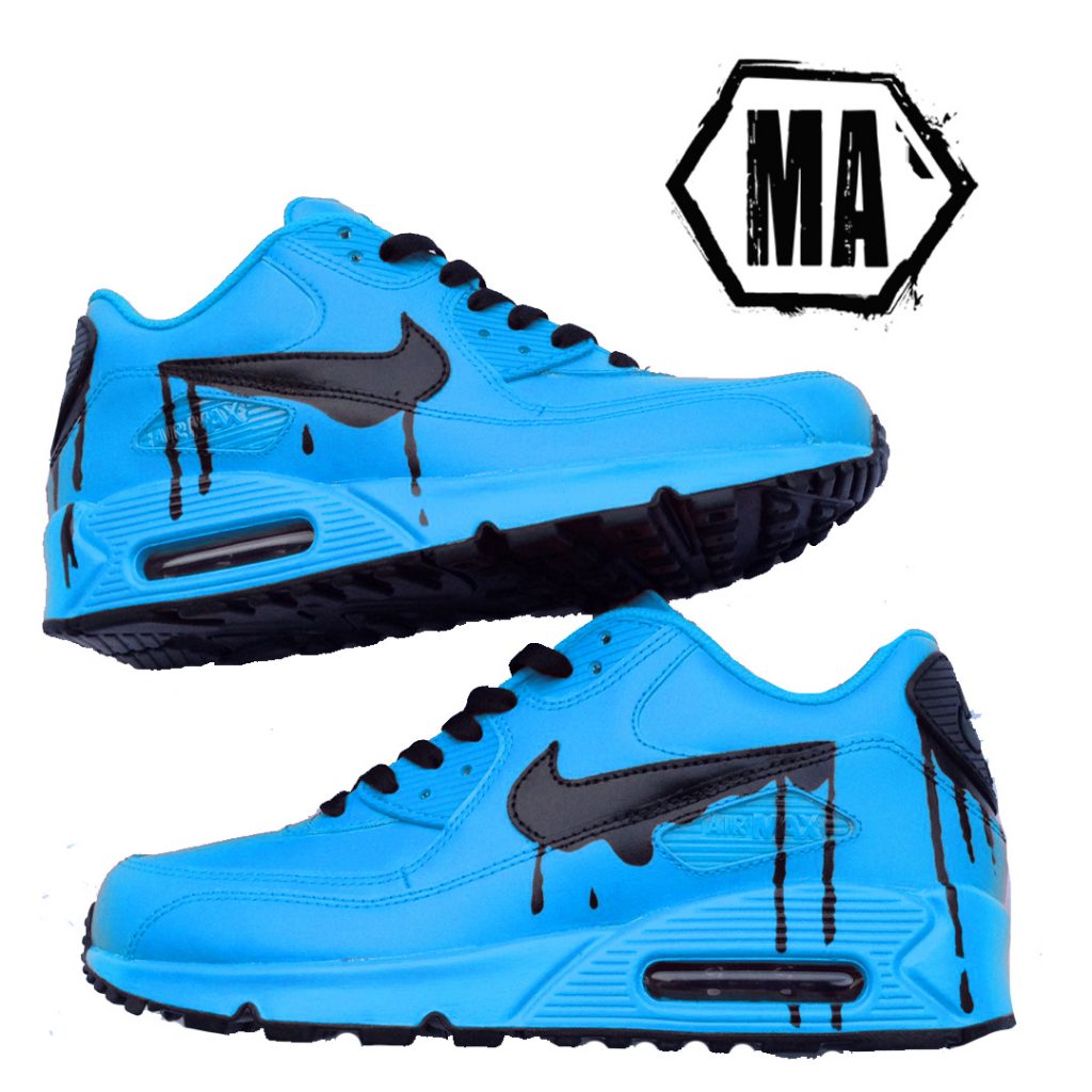 custom blue air max 90 nike sneakers