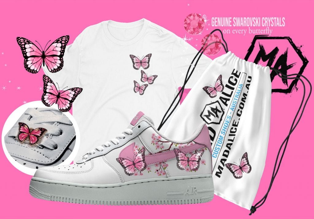 limited edition pink butterfly custom shoes packl