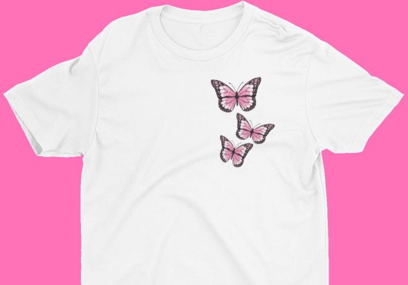 custom pink butterfly tshirt