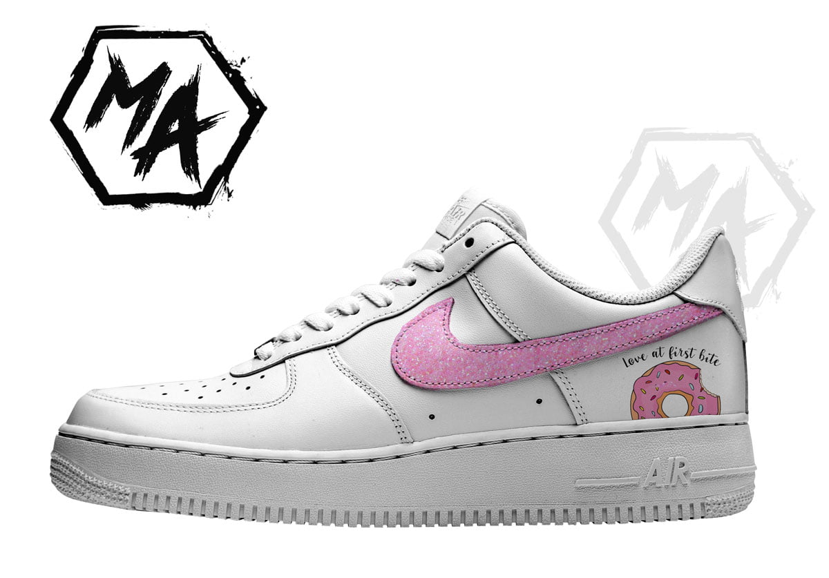 Pink glitter donut custom AF1 shoes