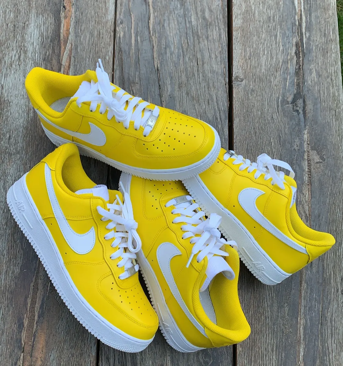 custom yellow nike af1 shoes