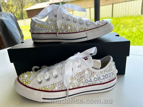 Pearl and Rhinestone Converse Wedding Shoes