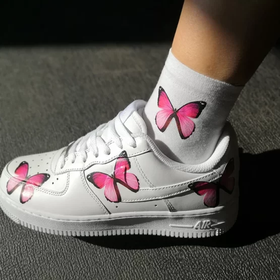 diy pink butterfly shoes