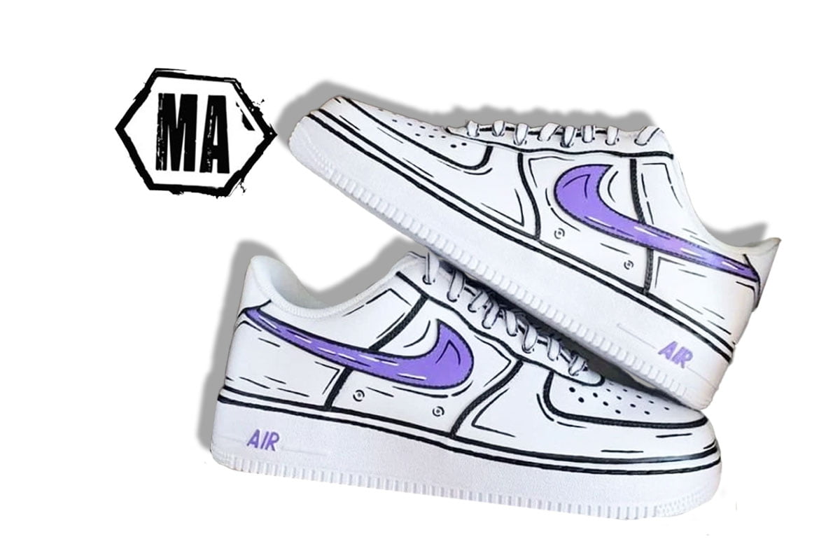 Sketchy lilac tick custom AF1 shoes