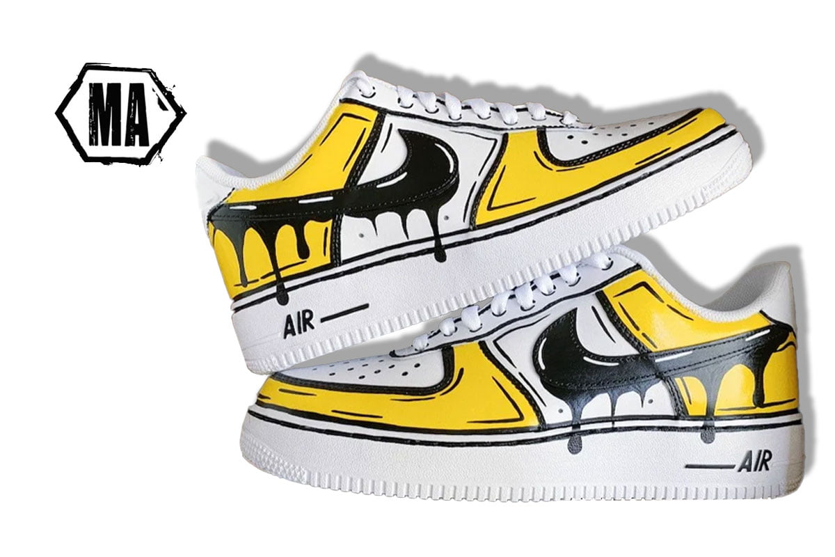 Yellow drippy cartoon custom shoes