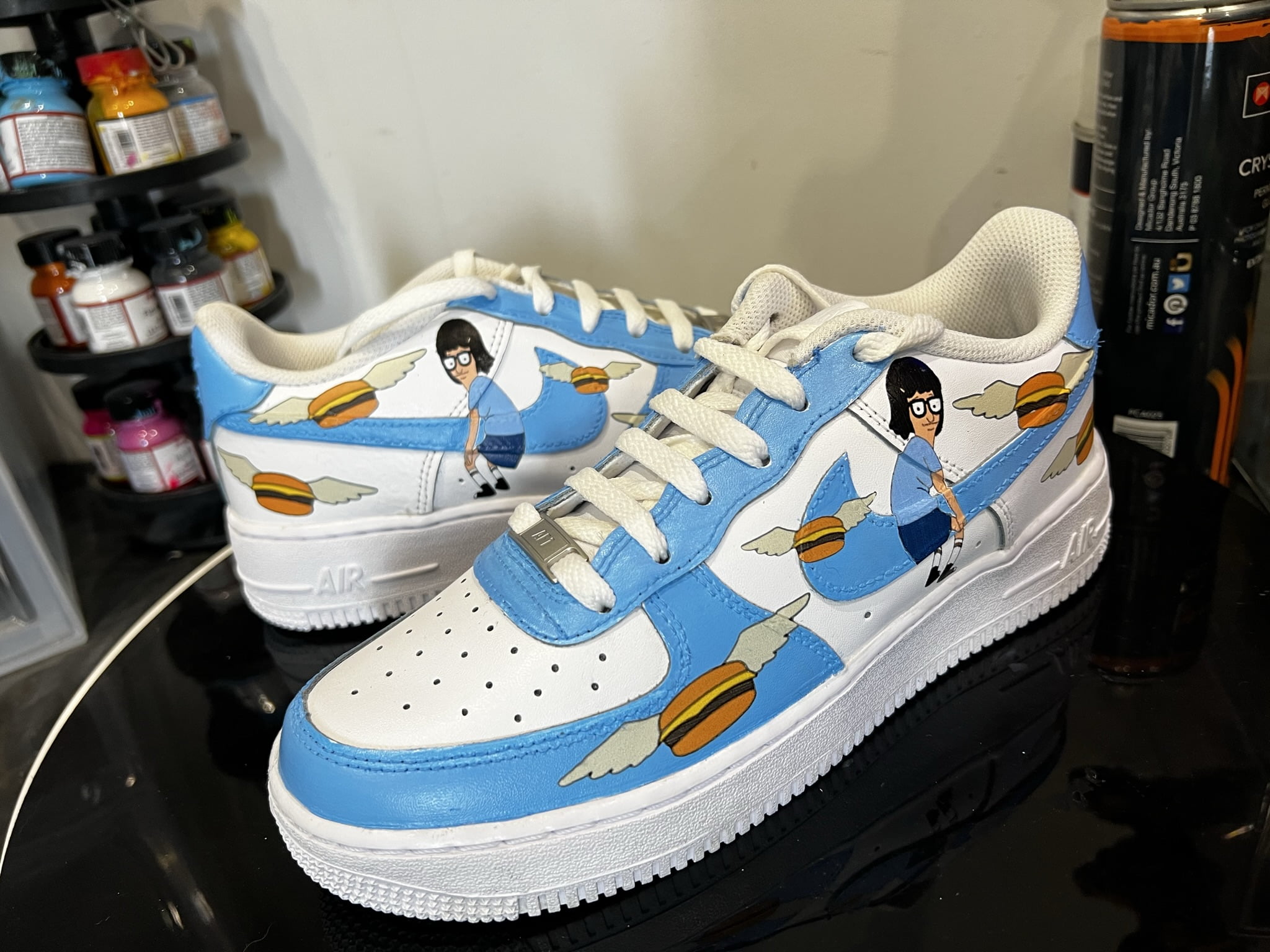 Hand Painted Bobs burger custom shoes