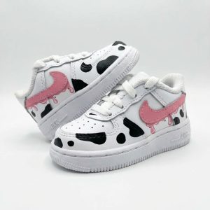 hand painted custom kids cow print custom nike af1