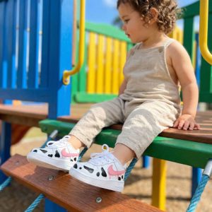 kids cow print custom nike af1