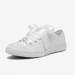 converse customised pearl wedding shoes