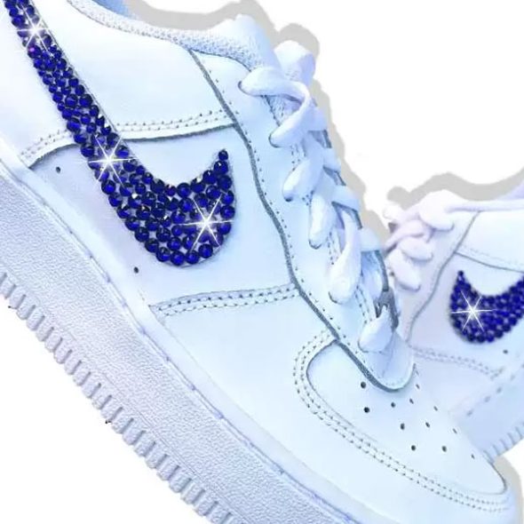 Blue crsyal bling Nike Af1 custom wedding sneakers