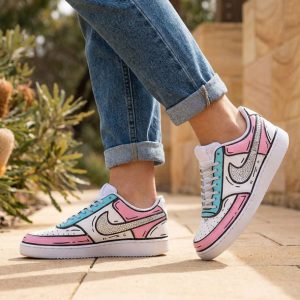 pastel bling crystal nike court shoes