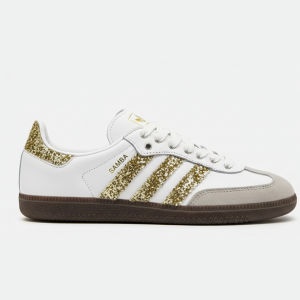 gold glitter Adidas samba custom sneakers