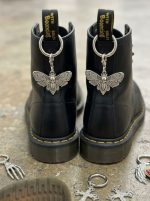 silver winged skull death moth boot charms