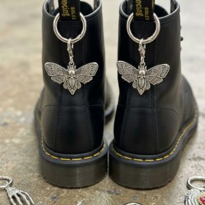 silver winged skull death moth boot charms