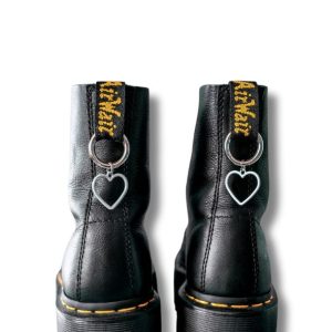 silver hollow heart boot charms