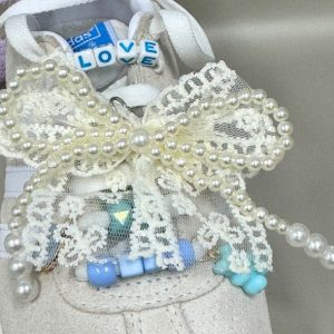 lace and pearls shoe decoration