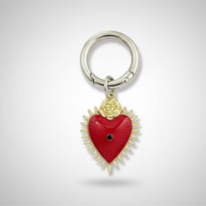 sacred heart red silver boot shoe charm