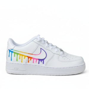 rainbow coloured custom af1 sneaker drippy swoosh