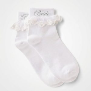 personalised bride wedding frill socks