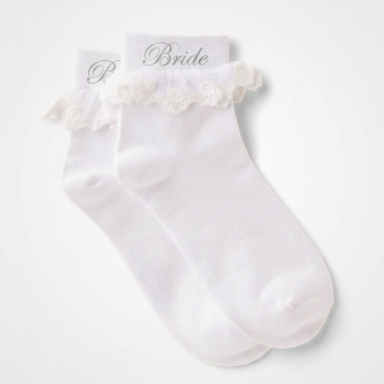 personalised bride wedding frill socks