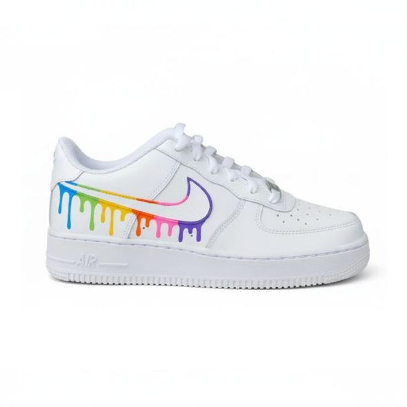 rainbow coloured custom af1 sneaker drippy swoosh