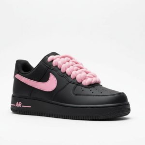 Pink Swoosh Custom Black Nike Air Force 1