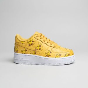 Kids Nike Af1 ducks custom yellow sneakers