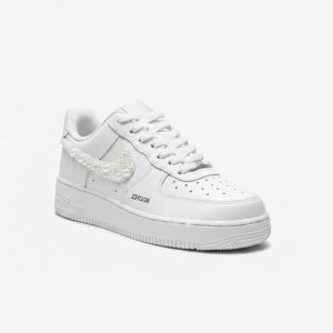 faux pearl swoosh Nike wedding bridal sneakers