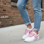 pink swoosh and rope laces air force one sneakers