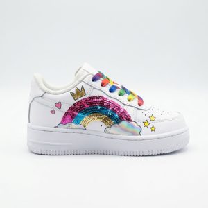 sequin rainbow glitter kids nike air force one