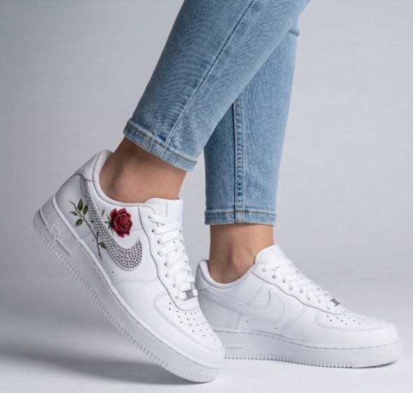 rose and crystal nike af1 shoes