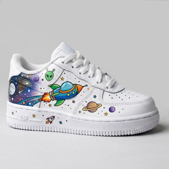 kids custom af1 space alien space ship sneakers
