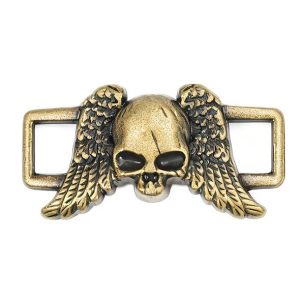 winged skull gold tarnished sneaker lace locks