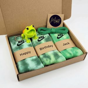 green tie dyed personalised nike crew socks design your own