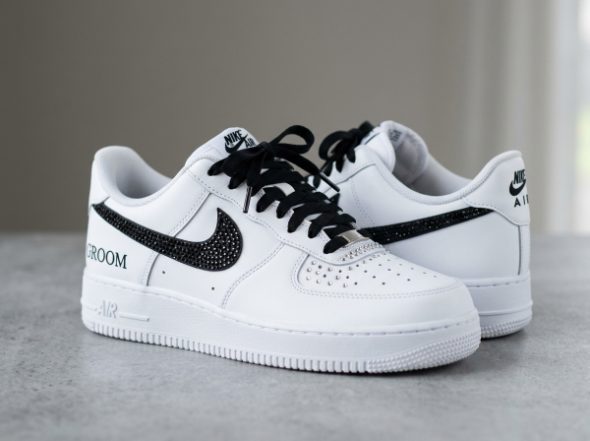 custom Nike af1 wedding sneakers for the groomS WEDDING DAY