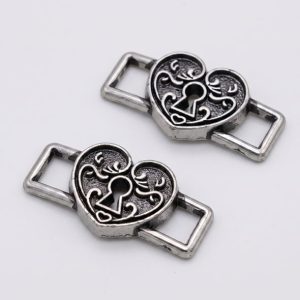 Tarnished silver padlock heart lace lock dubrae charms