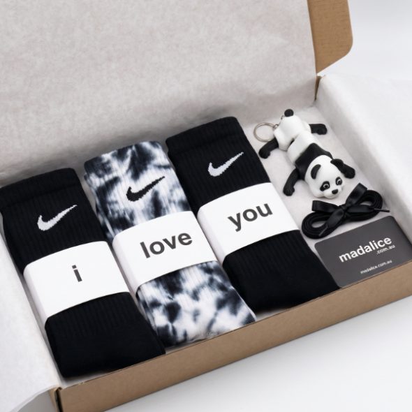 Black white panda custom nike sock pack