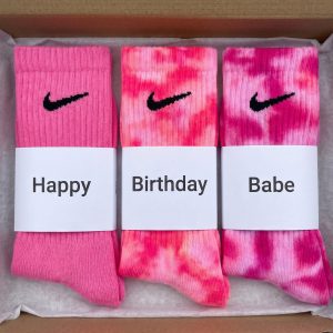 pink custom Nike socks, Custom printed personalised socks.
