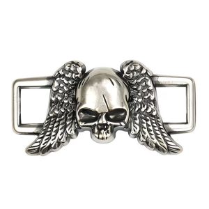 Give your kicks a heavy-metal upgrade with our Solid Metal Winged Skull Sneaker Dubraes (Set of 2). Featuring a rugged antique silver finish, these premium lace locks fit all classic sneakers. Shop now!