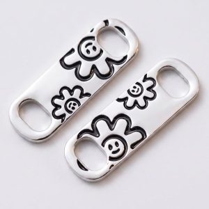 smiley flower silver sneaker lace locks