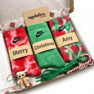 christmas custom sock package. personalise your xmas socks.